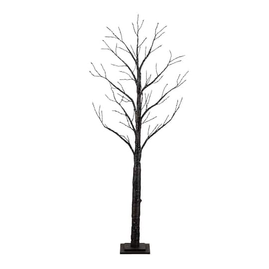 6Ft Pre-Lit Artificial Halloween Twig Tree with 480 Orange & Purple LED Lights By Nearly Natural in Black | 20" x 20" x 72" | Michaels®